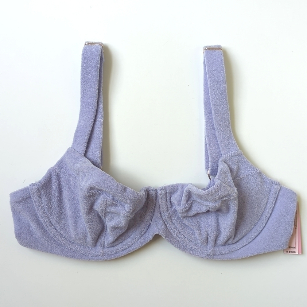 Victoria's Secret Essential Terry Cloth Wicked Bikini Swim Top Lilac Purple 36C